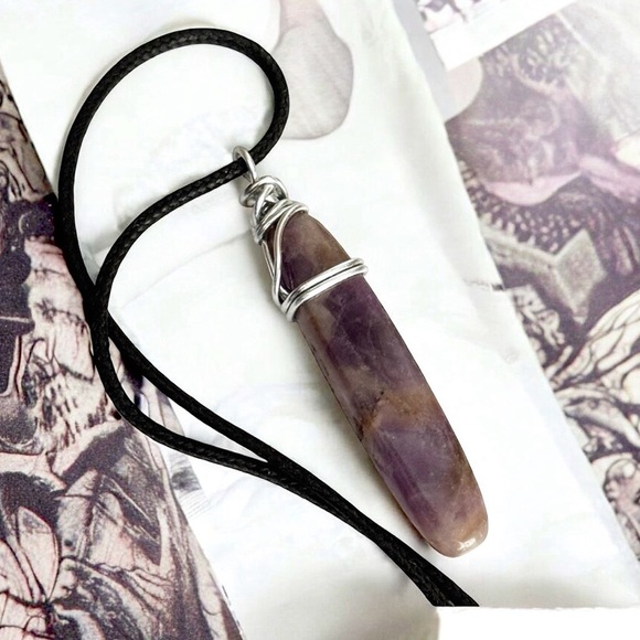 5 For $25💫Wrapped Amethyst Stone Pendant Necklace - Picture 1 of 4